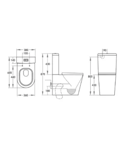 Poseidon Reno 022 Rimless Wall Faced Toilet – Matt Black -Renovation 022R spec