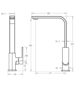 IKON Flores Matt Black Gooseneck Sink Mixer -Renovation 11795 1