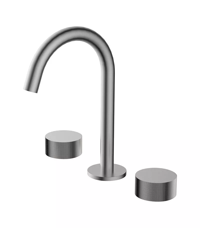 Qi Rund Brushed Nickel Basin Tap Set 3 Qi Rund Brushed Nickel Basin Tap Set