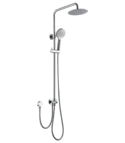 BK Rund Chrome Round Twin Shower On Rail (Bottom Inlet)