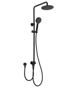 BK Rund Matt Black Round Twin Shower On Rail (Bottom Inlet)