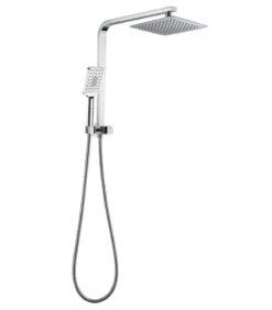 BK Square Chrome Twin Shower No Rail
