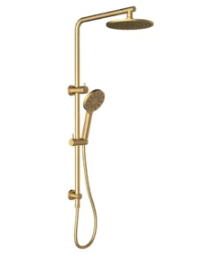 Cora Brushed Gold Twin Shower On Rail
