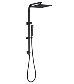 Esperia Square Matt Black Twin Shower On Rail