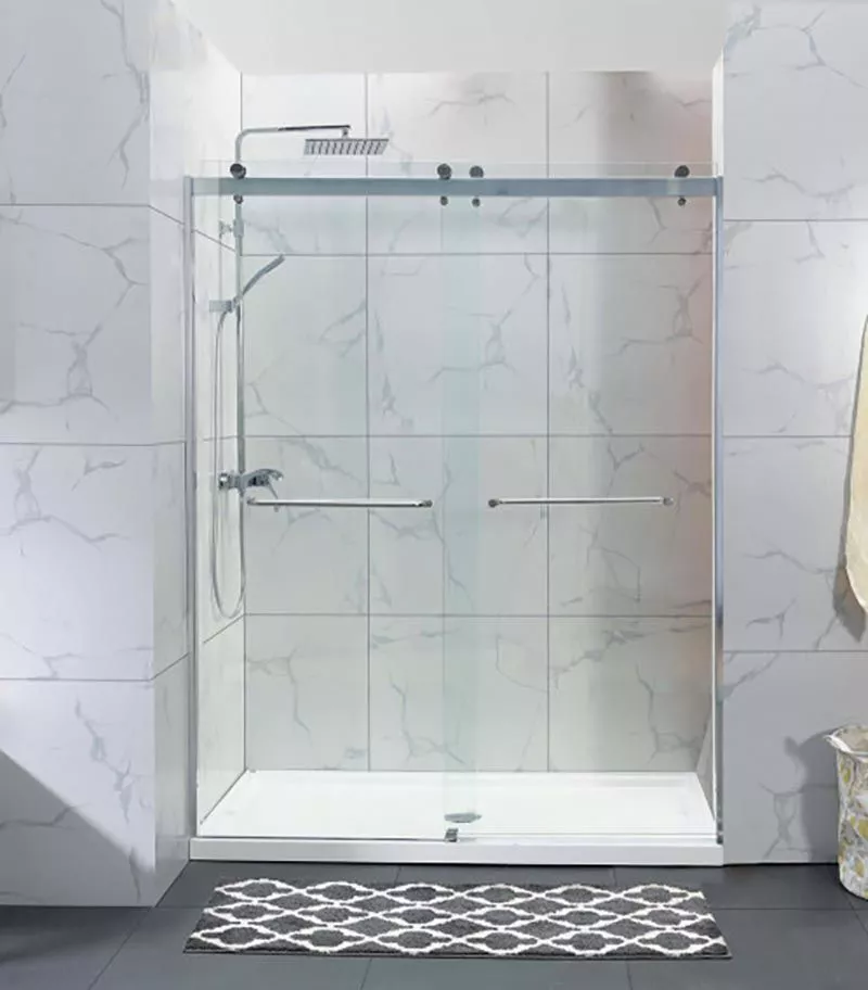 Chrome By-Passing Doors Frameless Wall To Wall Shower Screen 3 Chrome By-Passing Doors Frameless Wall To Wall Shower Screen