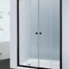 Horizontal Matt Black Semi-Frameless Wall To Wall Shower Screen Double Sliding Doors -Renovation 8699