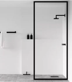 Black Full Framed 10mm Single Panel Shower Screen