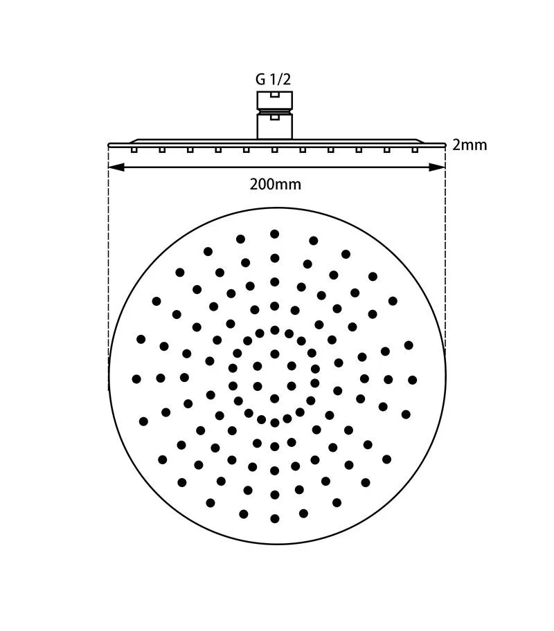 Aqua 200mm Round Ultra Thin Matt Black Shower Head 6 Aqua 200mm Round Ultra Thin Matt Black Shower Head - Image 4