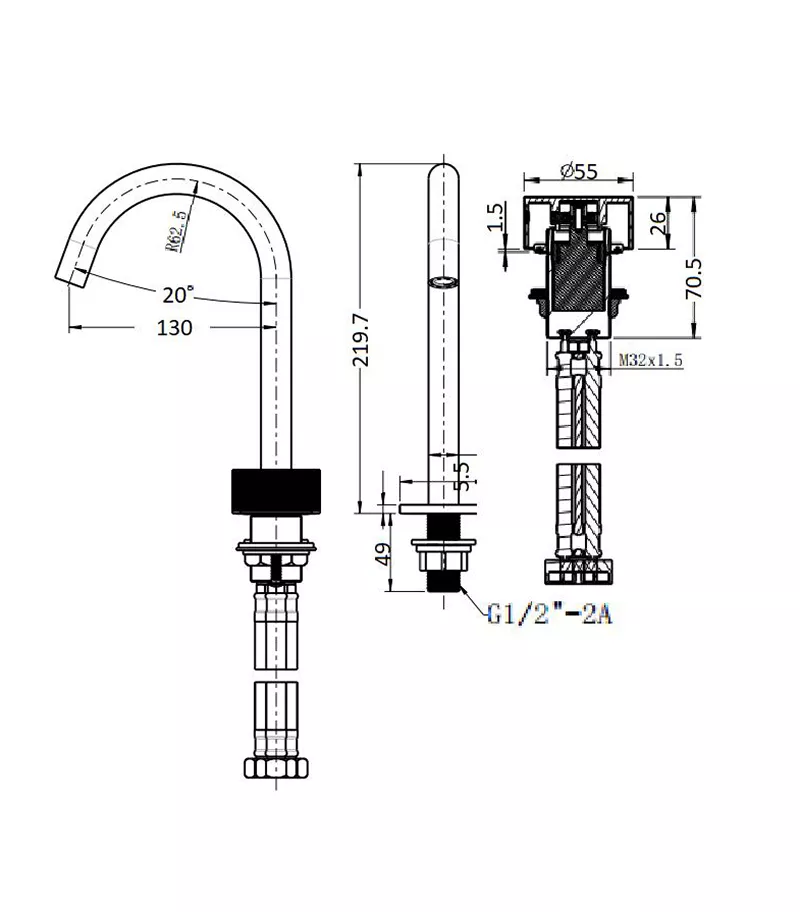 Qi Progressive Brushed Gunmetal Grey Basin Mixer 5 Qi Progressive Brushed Gunmetal Grey Basin Mixer - Image 3