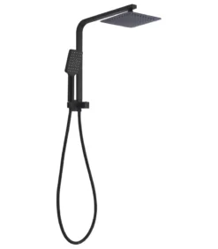 BK Square Matt Black Twin Shower No Rail