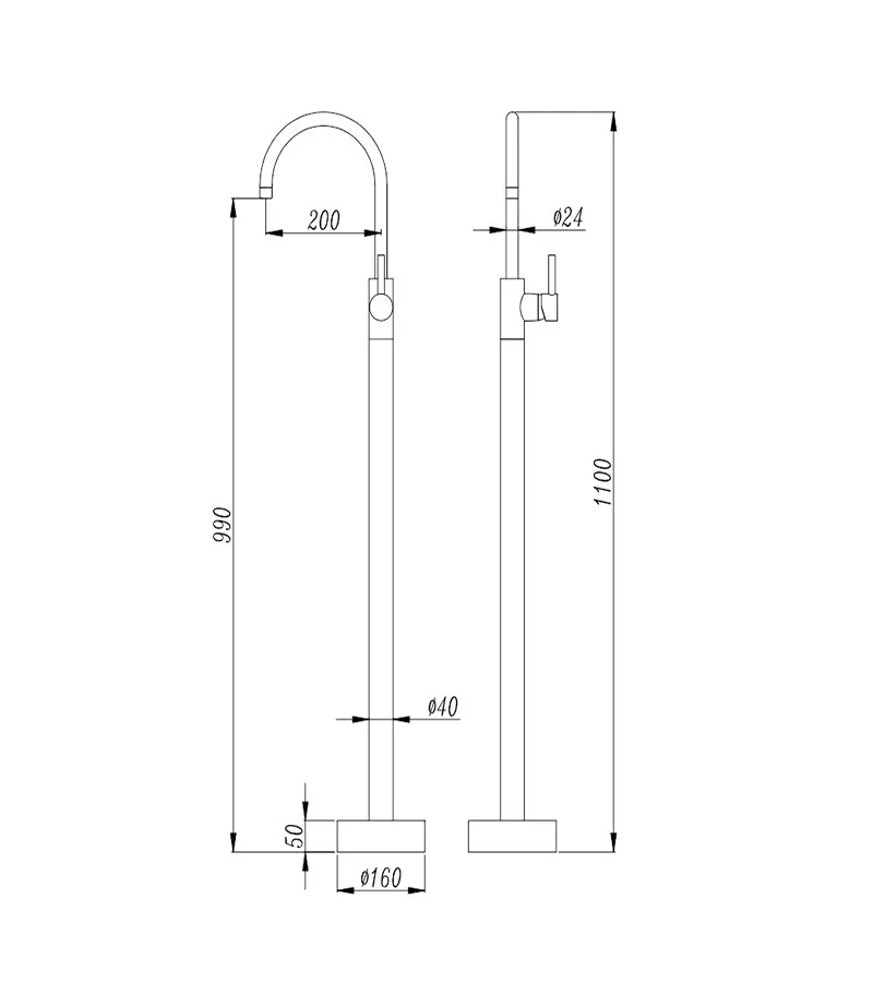 Pentro Round Brushed Nickel Freestanding Bath Spout & Mixer 4 Pentro Round Brushed Nickel Freestanding Bath Spout & Mixer - Image 2