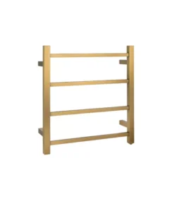 Aqua Square Heated Towel Rack 4 Bars – Brushed Brass