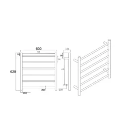 Aqua Round Heated Towel Rack 6 Bars – Matt Black -Renovation CH06.R.HTR Line 4