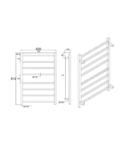 Aqua Square Heated Towel Rack 8 Bars – Chrome -Renovation CH08.S.HTR Line 1