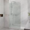 Frameless Single Shower Screen Panel With Curved Corner – Chrome Fittings