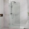 Frameless Single Shower Screen Panel With Curved Corner – Gunmetal Grey Fittings