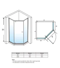 Semi Frameless Diamond Shower Screen Pivot Door -Renovation CVP 026 S
