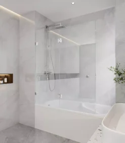 10mm Glass Fixed & Swing Panels Hinged Bath Screen – Chrome