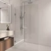 Brushed Nickel Frameless Curved Edge Single Shower Screen Panel