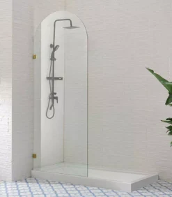 Brushed Gold Arch Frameless Single Shower Screen Panel