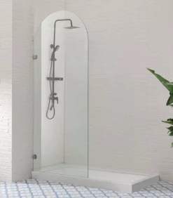 Brushed Nickel Arch Frameless Single Shower Screen Panel