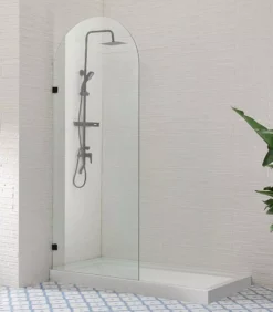 Matt Black Arch Frameless Single Shower Screen Panel