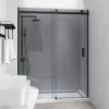 Grey Glass Matt Black Frameless Wall To Wall Shower Screen 1 Grey Glass Matt Black Frameless Wall To Wall Shower Screen -Renovation CVP031 Grey Glass W2W