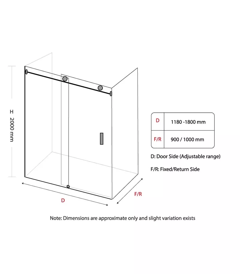 Grey Glass L Shape Sliding Door Frameless Shower Screen 4 Grey Glass L Shape Sliding Door Frameless Shower Screen - Image 2