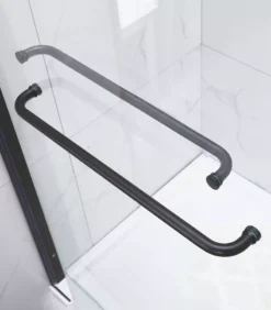 Matt Black By-Passing Doors Frameless Wall To Wall Shower Screen -Renovation DS03 BK Handle