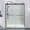 Matt Black By-Passing Doors Frameless Wall To Wall Shower Screen 2 Matt Black By-Passing Doors Frameless Wall To Wall Shower Screen -Renovation DS03MBW2W