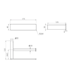 Gabe Matt Black Toilet Roll Holder -Renovation GR1704 Specification 3