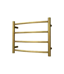 Roma Round & Curved Heated Towel Rack 4 Bars – Brushed Gold
