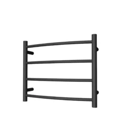 Roma Round & Curved Heated Towel Rack 4 Bars – Matt Black