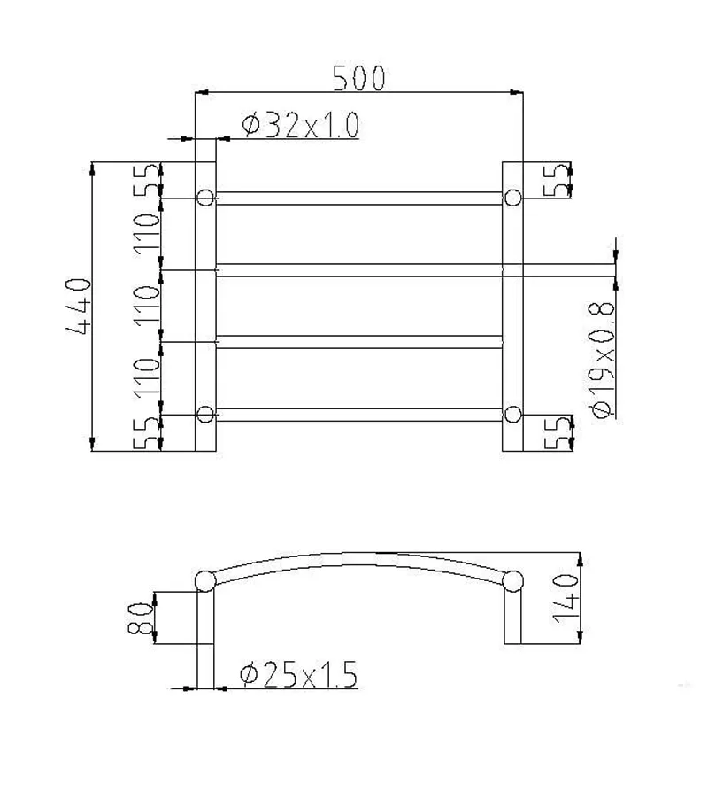 Roma Round & Curved Heated Towel Rack 4 Bars – Chrome 4 Roma Round & Curved Heated Towel Rack 4 Bars – Chrome - Image 2