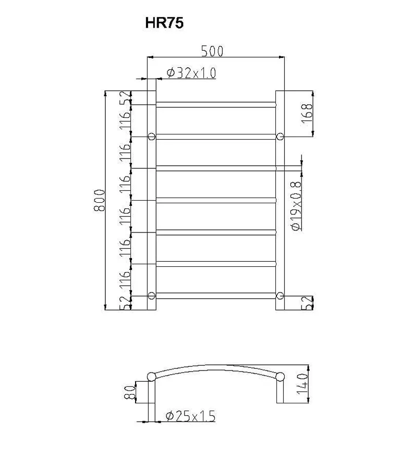 Roma Round & Curved Heated Towel Rack 7 Bars – Chrome 4 Roma Round & Curved Heated Towel Rack 7 Bars – Chrome - Image 2