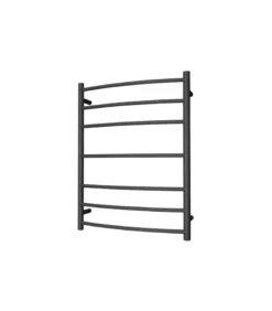 Roma Round & Curved Heated Towel Rack 7 Bars (3+1+3) – Matt Black