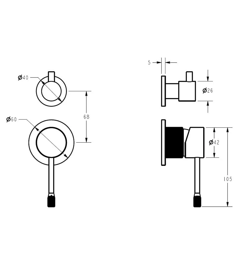 IKON Linie Wall Mixer With Diverter On Separate Backplate – Matt Black 4 IKON Linie Wall Mixer With Diverter On Separate Backplate – Matt Black - Image 2