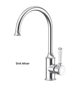 IKON Clasico Chrome Ceramic Handle Gooseneck Sink Mixer