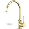 IKON Clasico Brushed Gold Ceramic Handle Gooseneck Sink Mixer -Renovation HYB868 101A BG