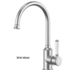 IKON Clasico Brushed Nickel Ceramic Handle Gooseneck Sink Mixer