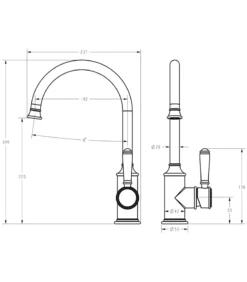 IKON Clasico Brushed Nickel Ceramic Handle Gooseneck Sink Mixer -Renovation HYB868 101 S 1