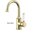 IKON Clasico Brushed Gold Ceramic Handle Gooseneck Basin Mixer