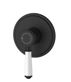 IKON Clasico Matt Black Ceramic Handle Wall Mixer