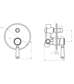 IKON Clasico Matt Black Solid Handle Wall Mixer With Diverter -Renovation HYB868 501ATK S 2