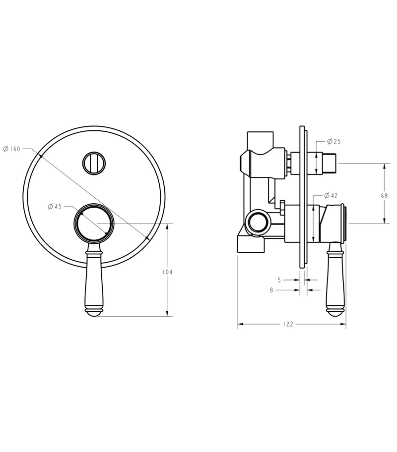 IKON Clasico Chrome Ceramic Handle Wall Mixer With Diverter 6 IKON Clasico Chrome Ceramic Handle Wall Mixer With Diverter - Image 4