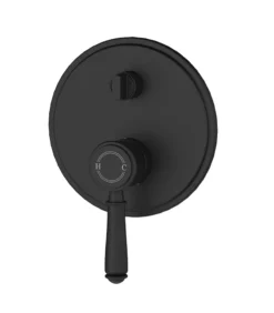 IKON Clasico Matt Black Solid Handle Wall Mixer With Diverter