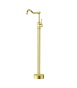IKON Clasico Freestanding Bath Mixer Ceramic Handle – Brushed Gold