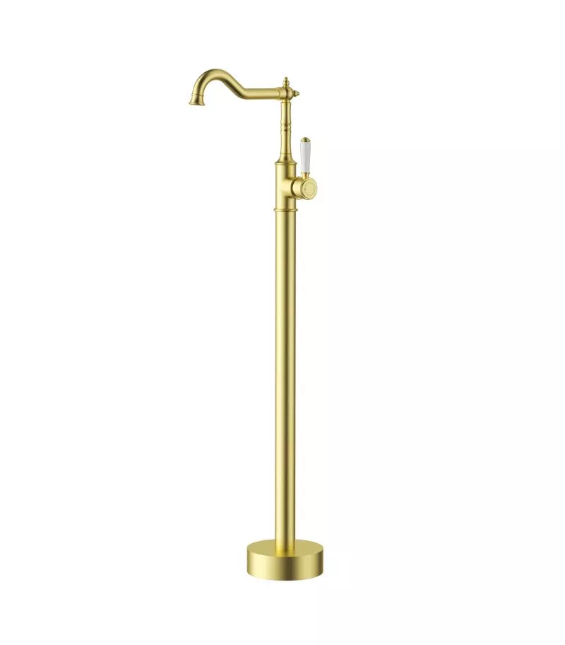 IKON Clasico Freestanding Bath Mixer Ceramic Handle – Brushed Gold 3 IKON Clasico Freestanding Bath Mixer Ceramic Handle – Brushed Gold