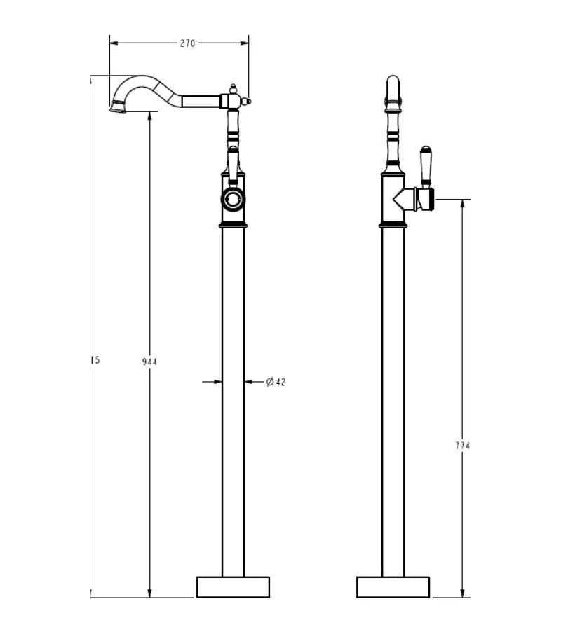 IKON Clasico Freestanding Bath Mixer – Matte Black 4 IKON Clasico Freestanding Bath Mixer – Matte Black - Image 2
