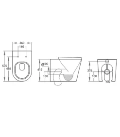 Poseidon Reno 102 R&T In Wall Cistern Rimless Floor Pan Toilet -Renovation KDK102R S 1